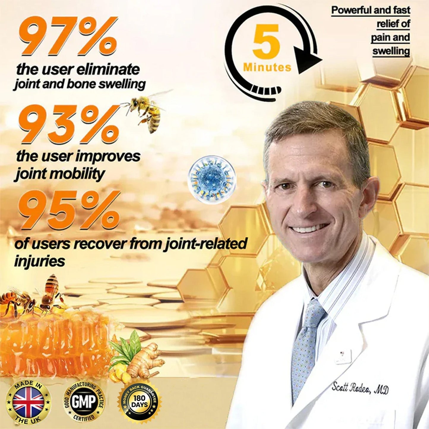 🥰𝑶𝒇𝒇𝒊𝒄𝒊𝒂𝒍 𝑺𝒕𝒐𝒓𝒆  | Rolimey® Bee Venom Pain Relief Bone Healing Cream 👨‍⚕️(Reduction of joint swelling, pain, stiffness, redness, heat, muscle soreness and joint fatigue)