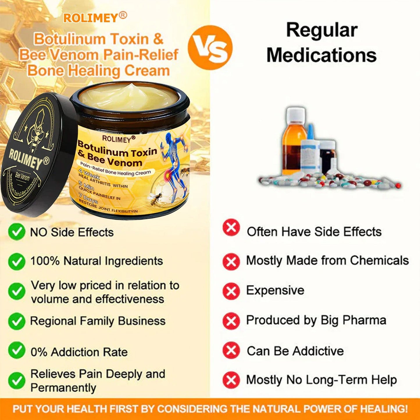 🥰𝑶𝒇𝒇𝒊𝒄𝒊𝒂𝒍 𝑺𝒕𝒐𝒓𝒆  | Rolimey® Bee Venom Pain Relief Bone Healing Cream 👨‍⚕️(Reduction of joint swelling, pain, stiffness, redness, heat, muscle soreness and joint fatigue)