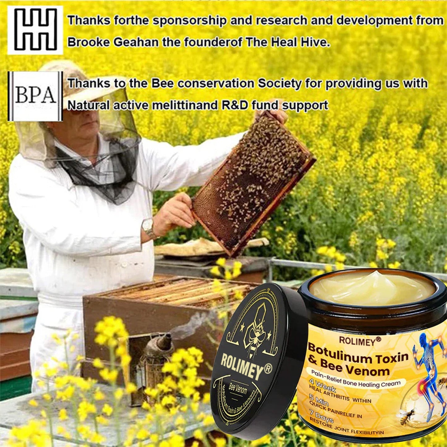 🥰𝑶𝒇𝒇𝒊𝒄𝒊𝒂𝒍 𝑺𝒕𝒐𝒓𝒆  | Rolimey® Bee Venom Pain Relief Bone Healing Cream 👨‍⚕️(Reduction of joint swelling, pain, stiffness, redness, heat, muscle soreness and joint fatigue)