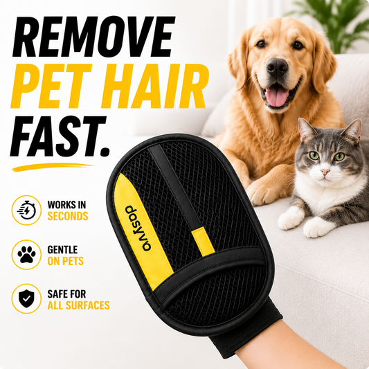 🔥 Flash Sale: 70% OFF –The dosyvo Pet Hair Removal Glove – ⚡ Swipe to Lift Fur from Furniture, Clothes & Cars